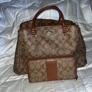 Brown Coach purse and wallet set
